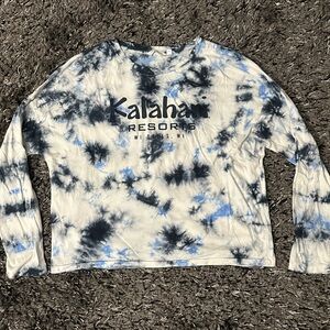 Kalahari Tie-Dye Long Sleeve Tee - Blue and White
